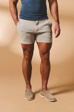 Textured Jersey Shorts in Dove Grey