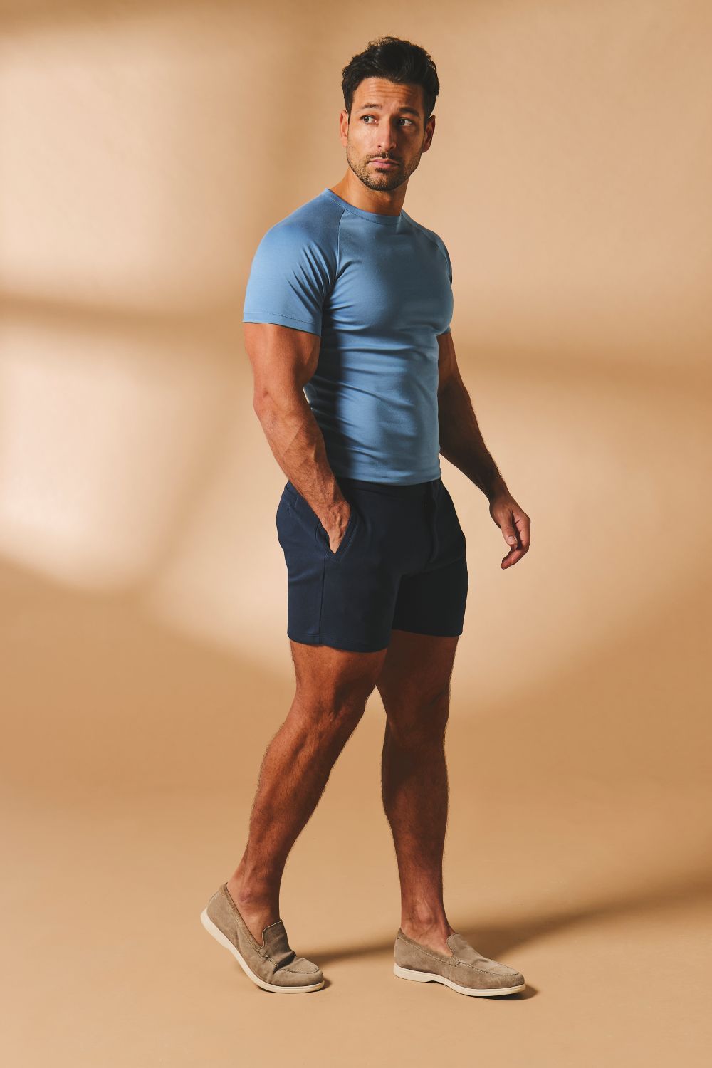 Textured Jersey Shorts In Navy