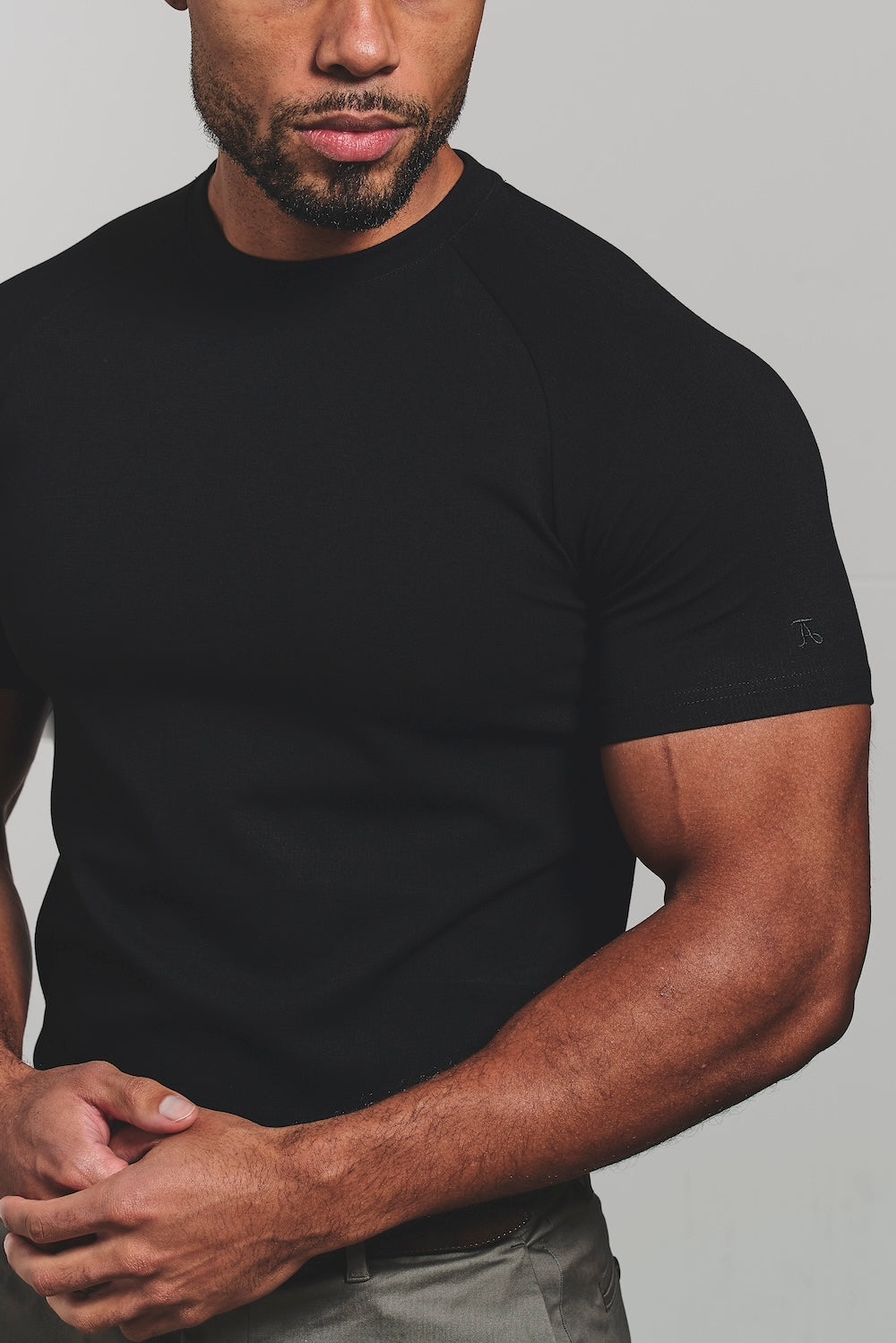 Textured Jersey T-Shirt in Black