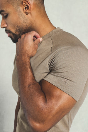Textured Jersey T-Shirt in Dark Stone