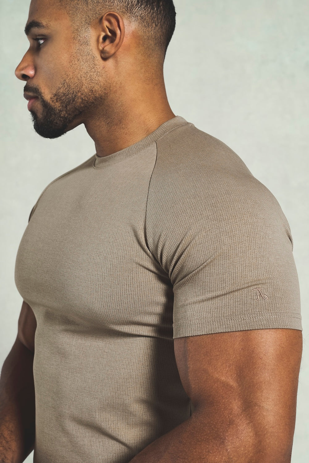 Textured Jersey T-Shirt in Dark Stone