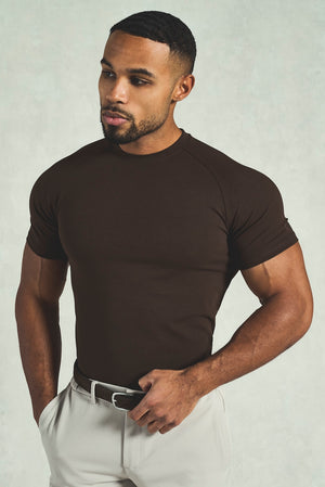 Textured Jersey T-Shirt in Chocolate