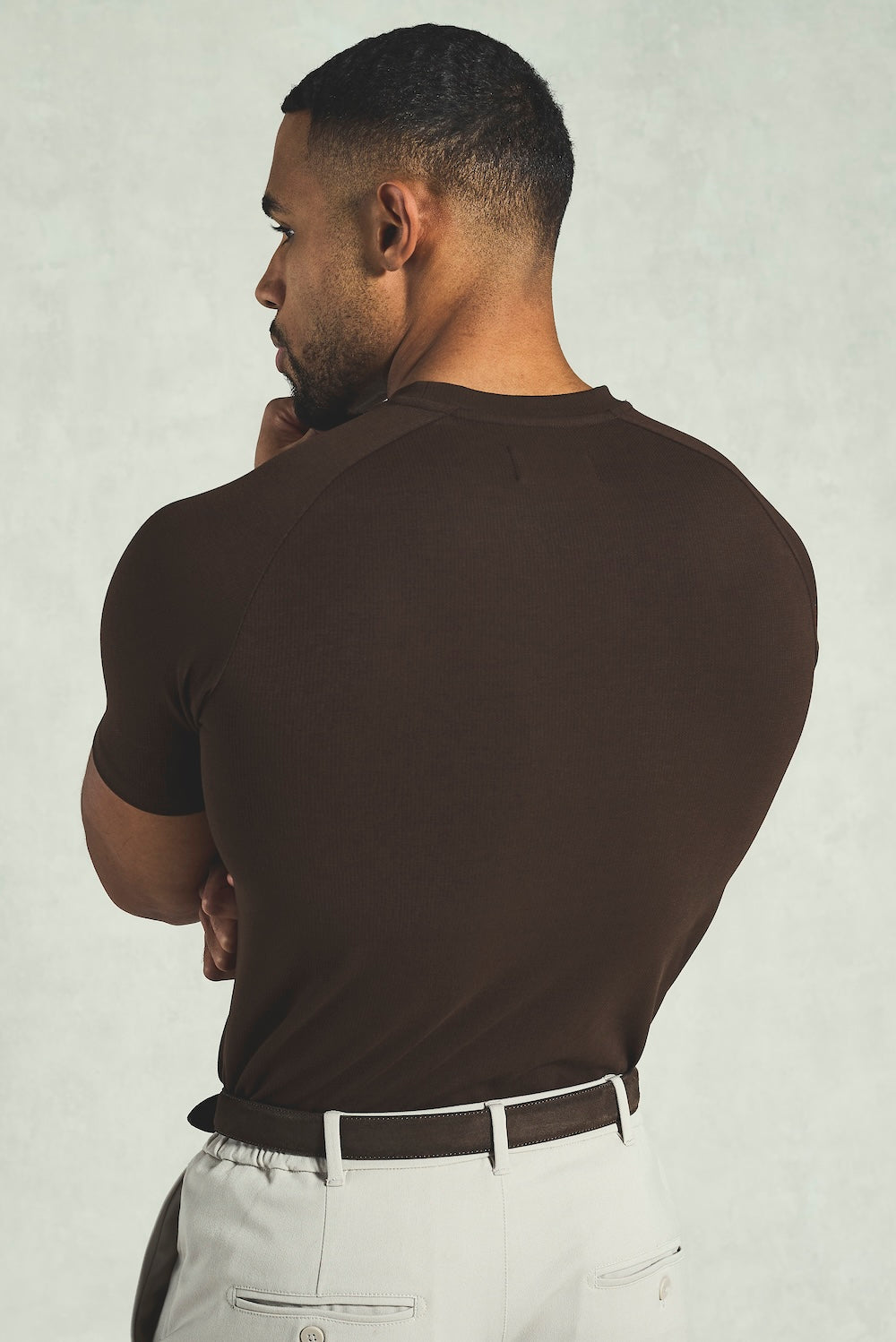 Textured Jersey T-Shirt in Chocolate