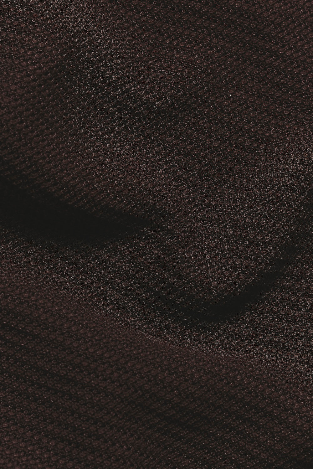 Textured Knitted Open Collar Polo Shirt in Chocolate