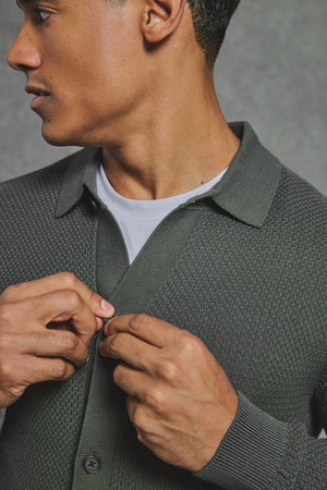 Textured Knitted Shirt in Khaki