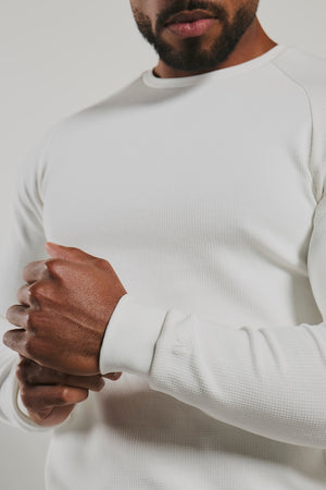 Heavy Weight Textured Crew Neck in White