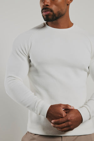 Heavy Weight Textured Crew Neck in White