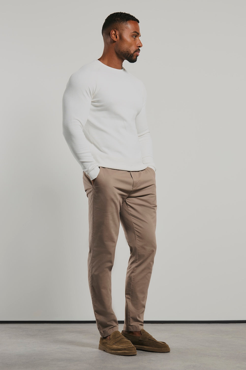 Heavy Weight Textured Crew Neck in White