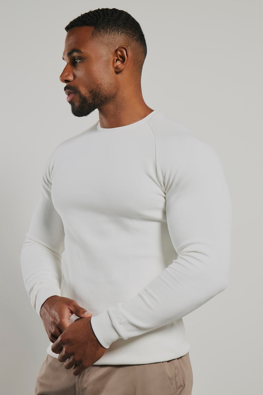Heavy Weight Textured Crew Neck in White
