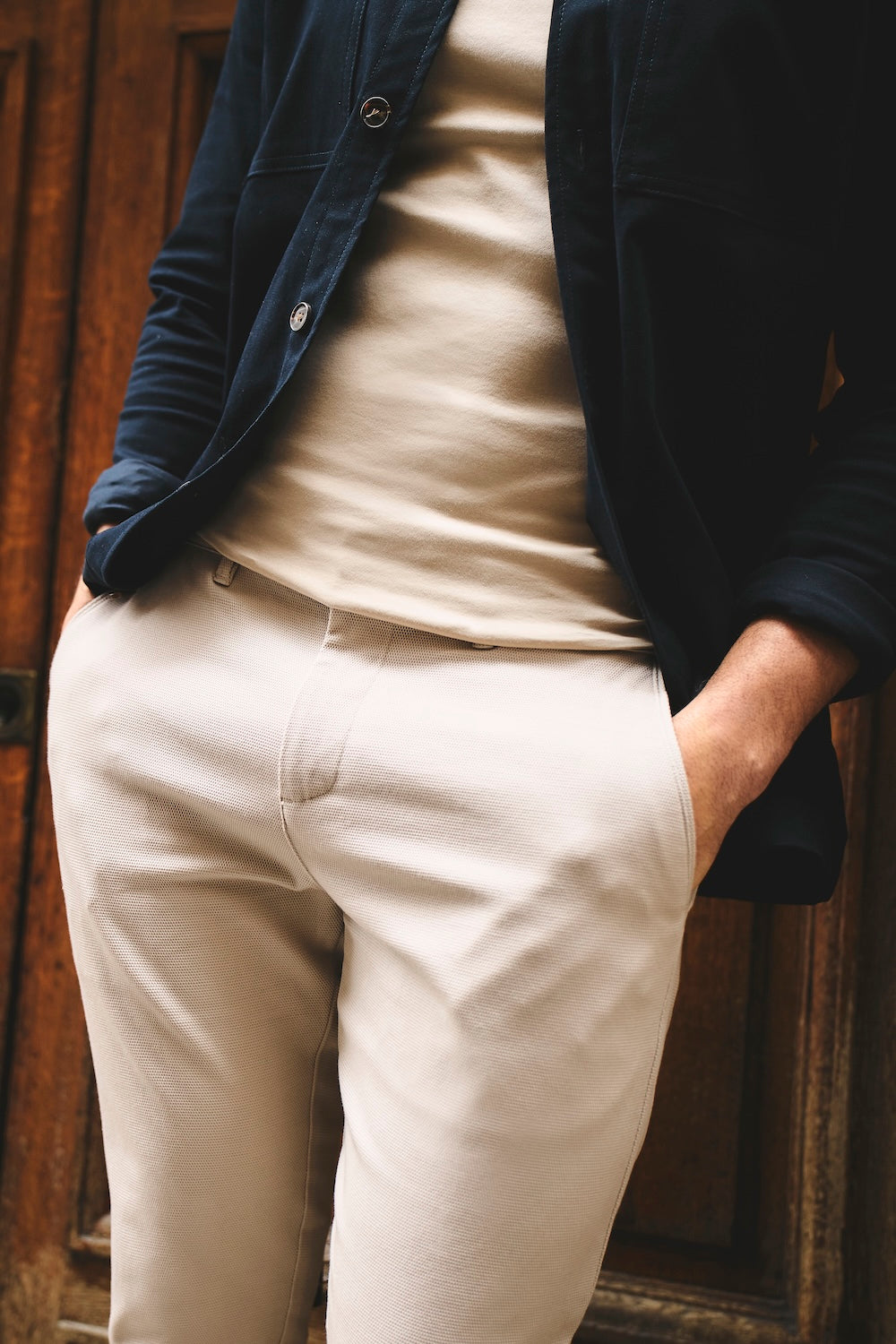 Textured Trousers in Stone