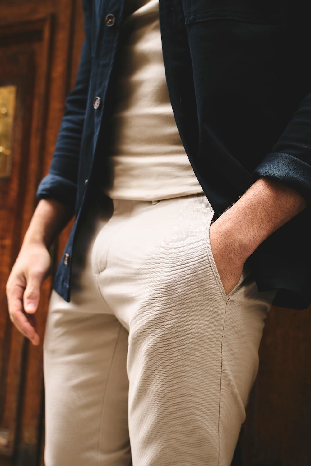 Textured Trousers in Stone