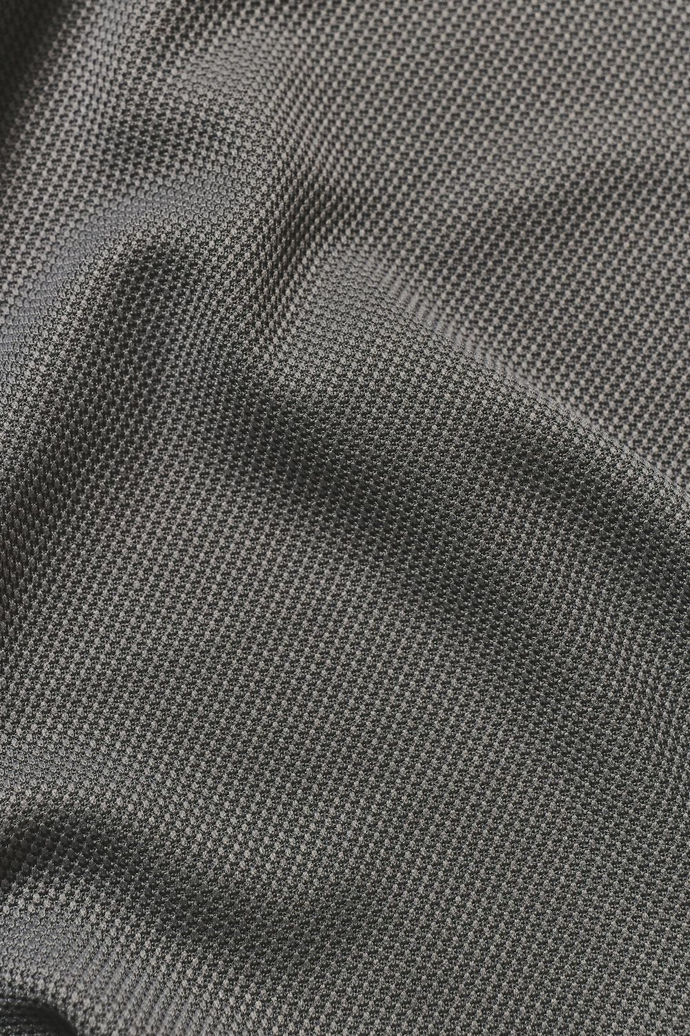 Textured Zip Neck Polo Shirt in Graphite and White Tipping