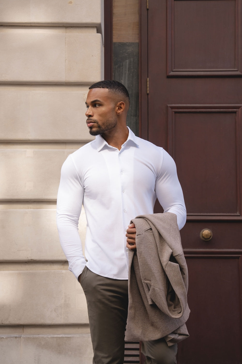 Textured Jersey Shirt in White