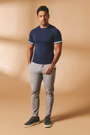 Tipped Fashion Fit T-Shirt in Navy and White