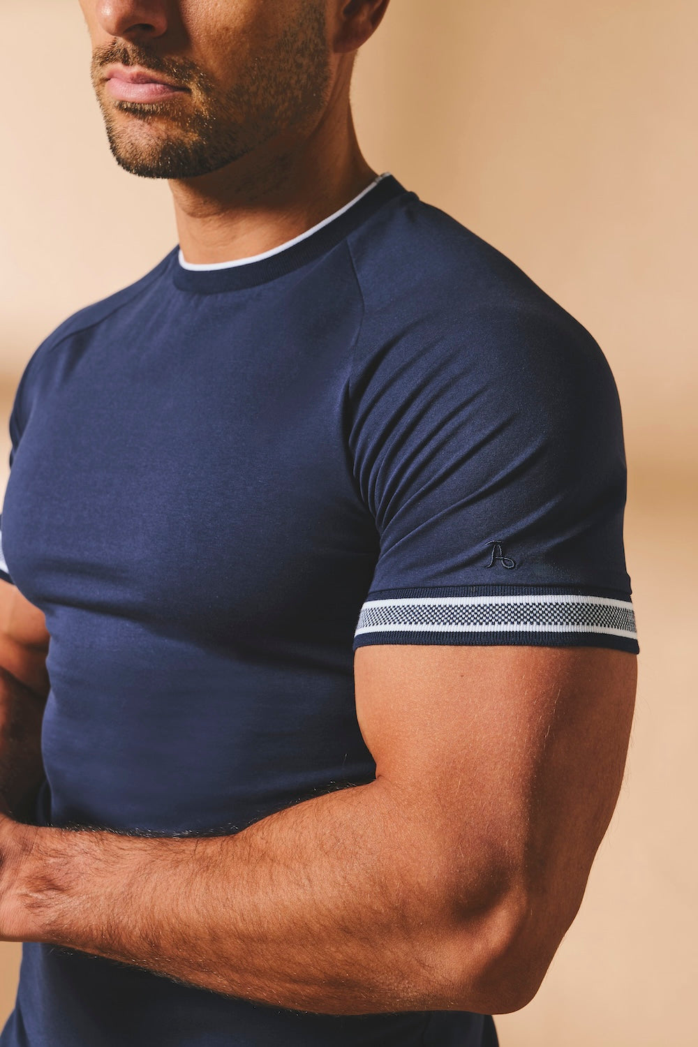 Tipped Fashion Fit T-Shirt in Navy and White