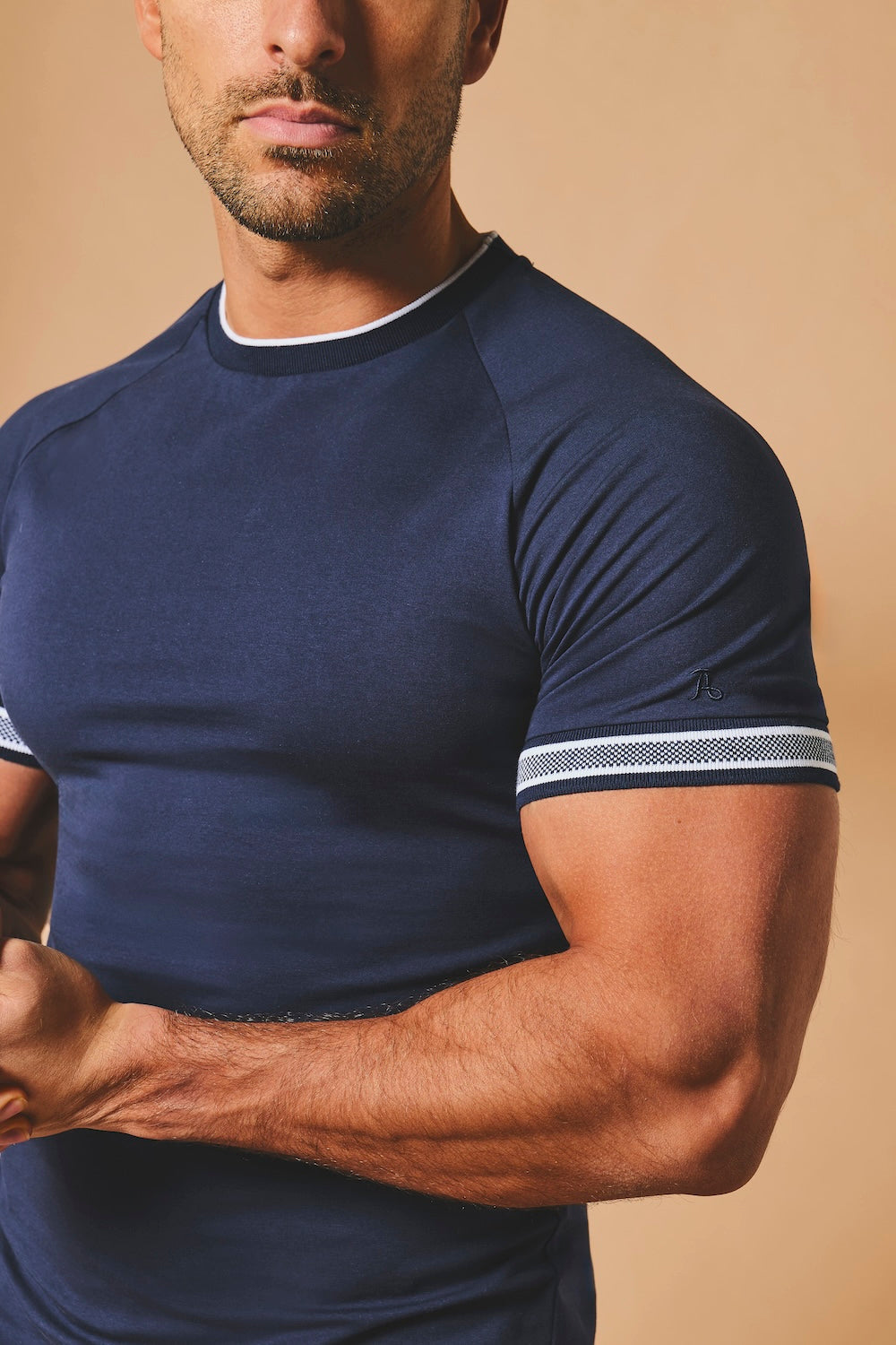 Tipped Fashion Fit T-Shirt in Navy and White