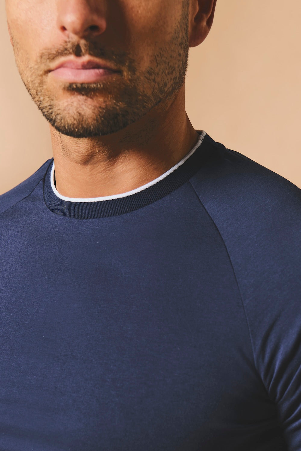 Tipped Fashion Fit T-Shirt in Navy and White