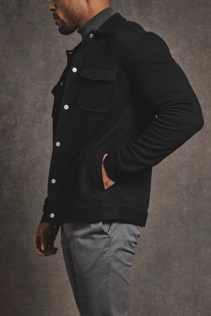 Twill Jersey Shacket in Black