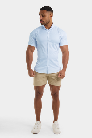 Muscle Fit Short Sleeve Signature Shirt in Blue - TAILORED ATHLETE - ROW