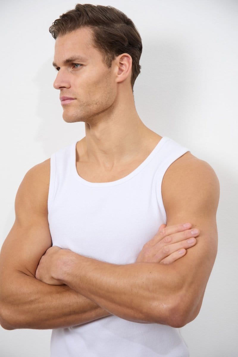 Ribbed Vest in White - TAILORED ATHLETE - ROW