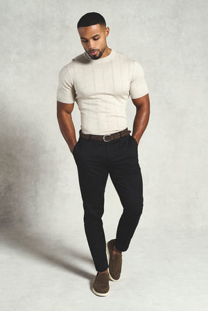 Muscle Fit Cotton Stretch Chino Trouser in Black
