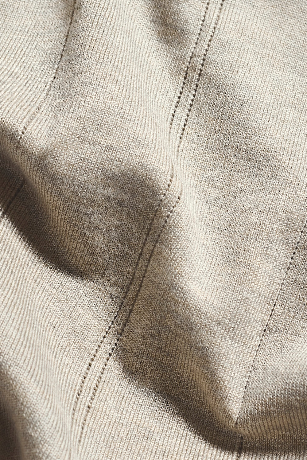 Vertical Stripe Knitted T-Shirt in Stone