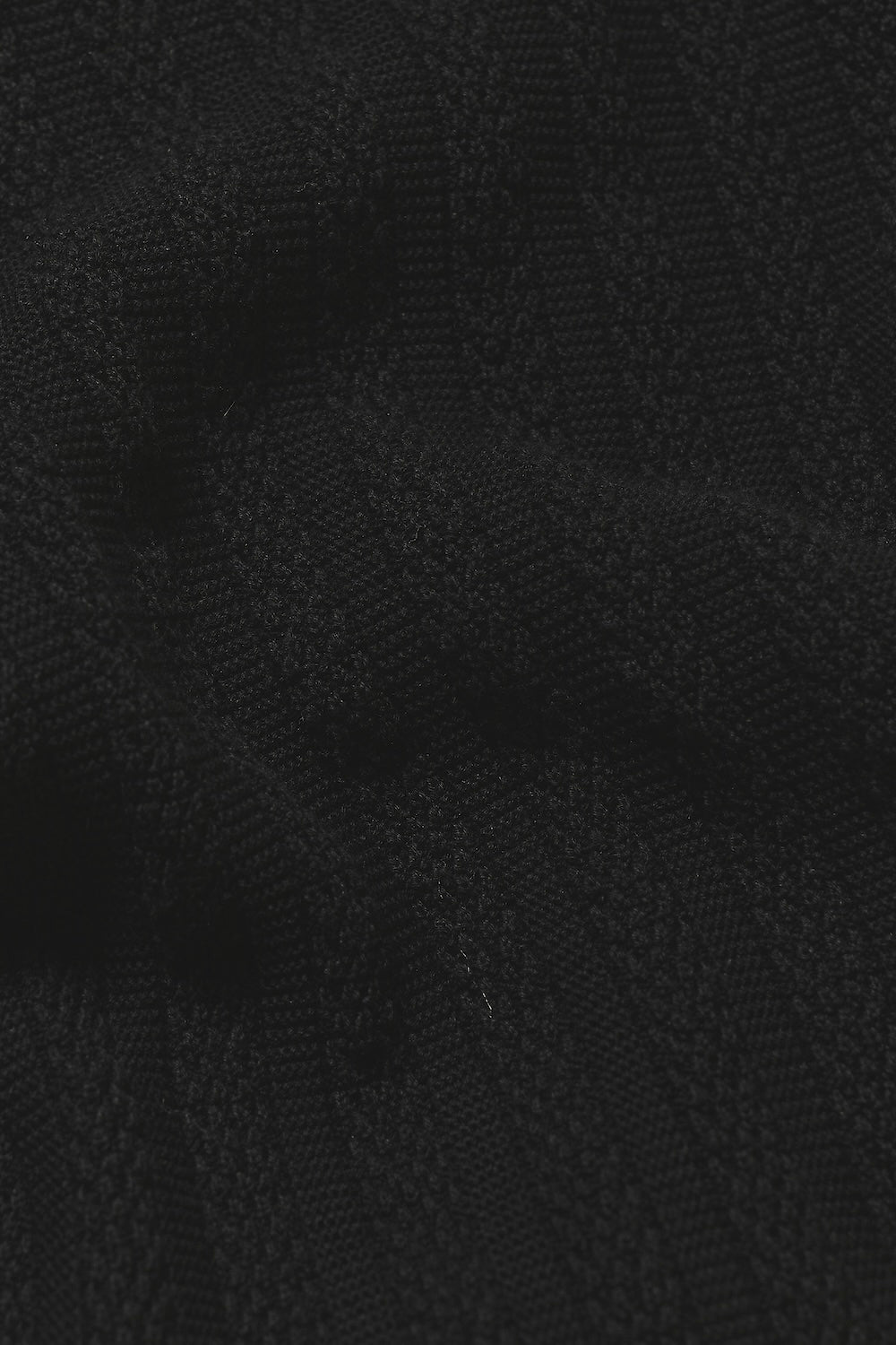 Vertical Stripe Knitted Open Collar Polo Shirt in Black