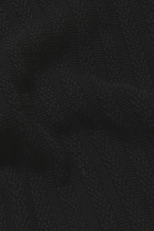 Vertical Stripe Knitted Open Collar Polo Shirt in Black