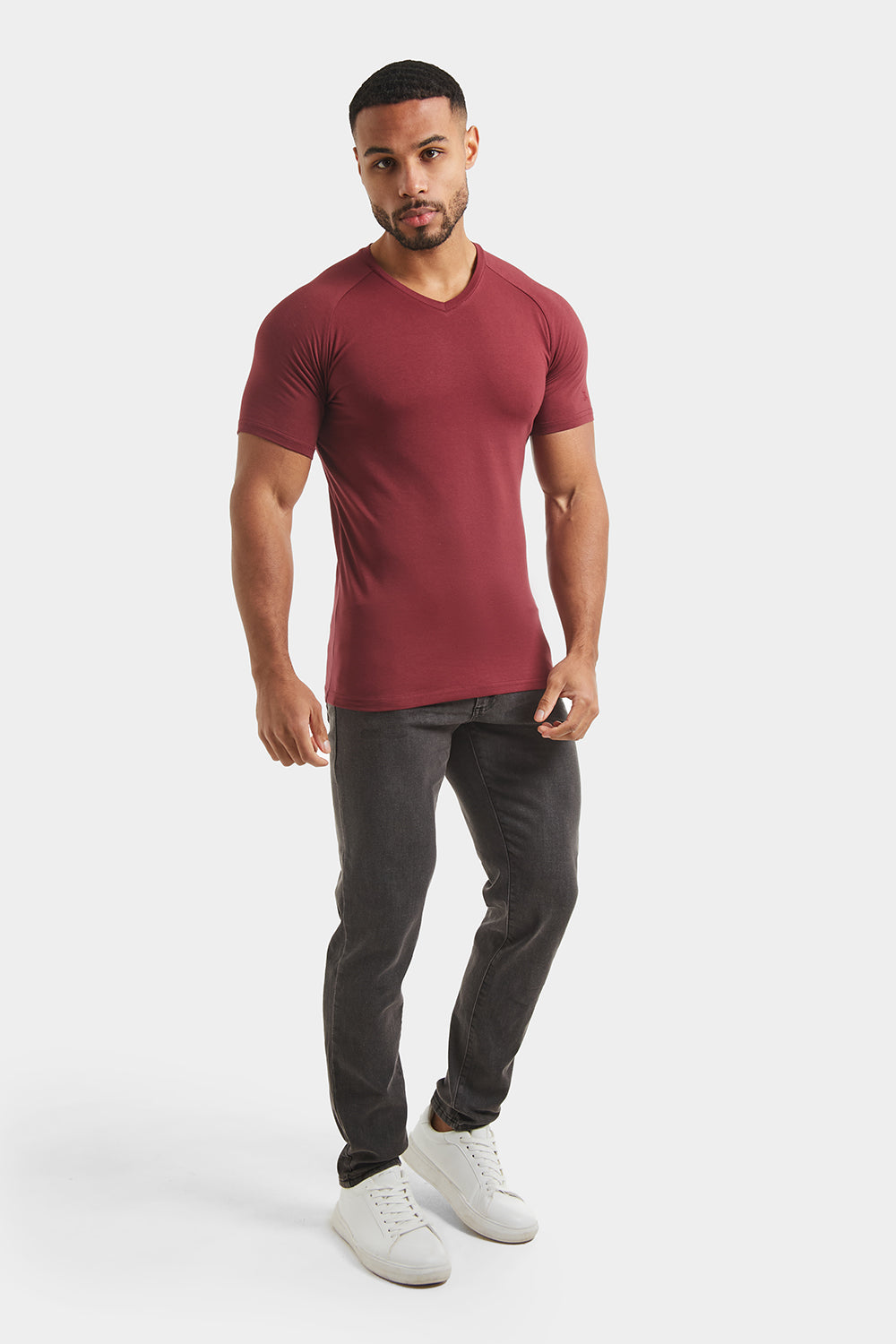Premium Muscle Fit V-Neck in Burgundy - TAILORED ATHLETE - ROW
