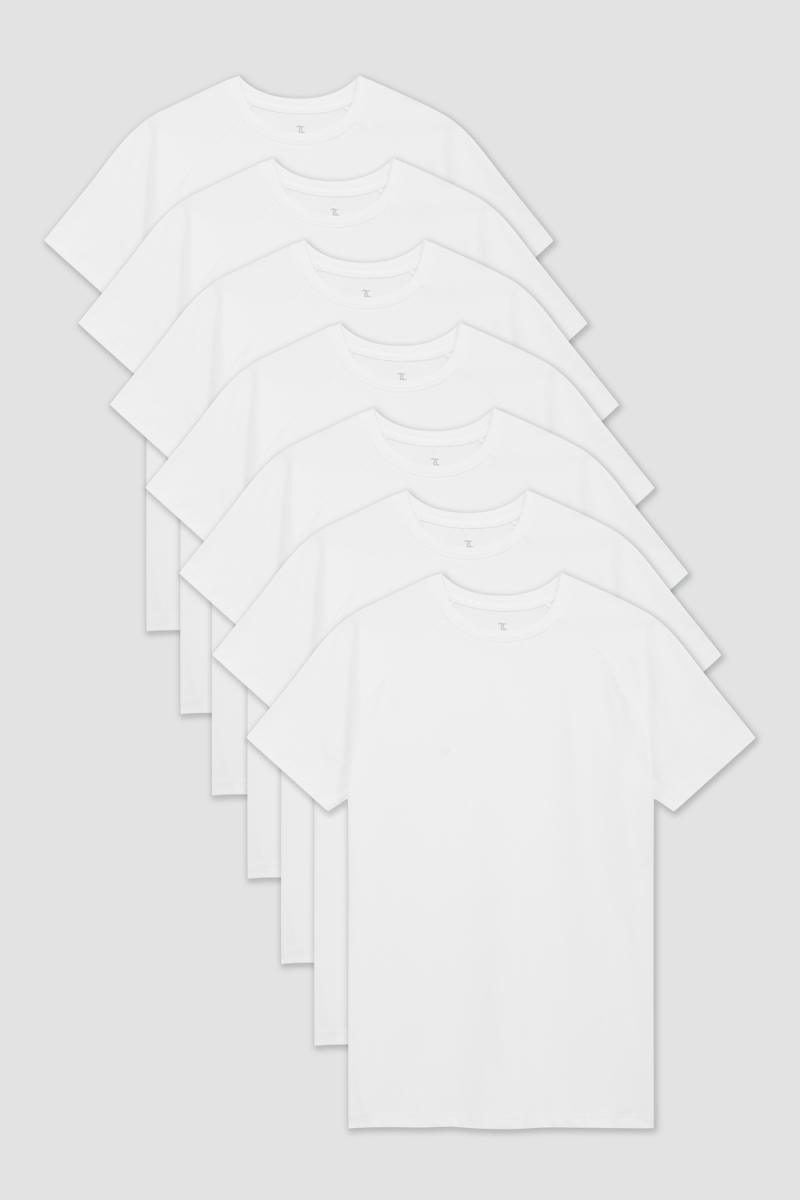 7 Pack Muscle Fit Crew Neck T-Shirt in White - TAILORED ATHLETE - ROW