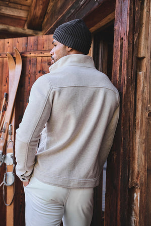 Funnel Neck Short Jacket in Stone