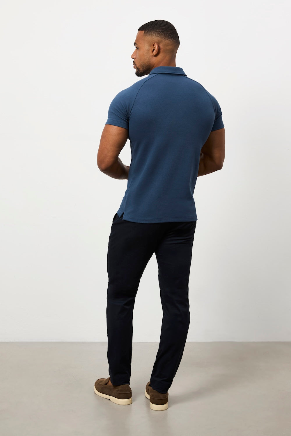 Zip Neck Polo Shirt in Teal