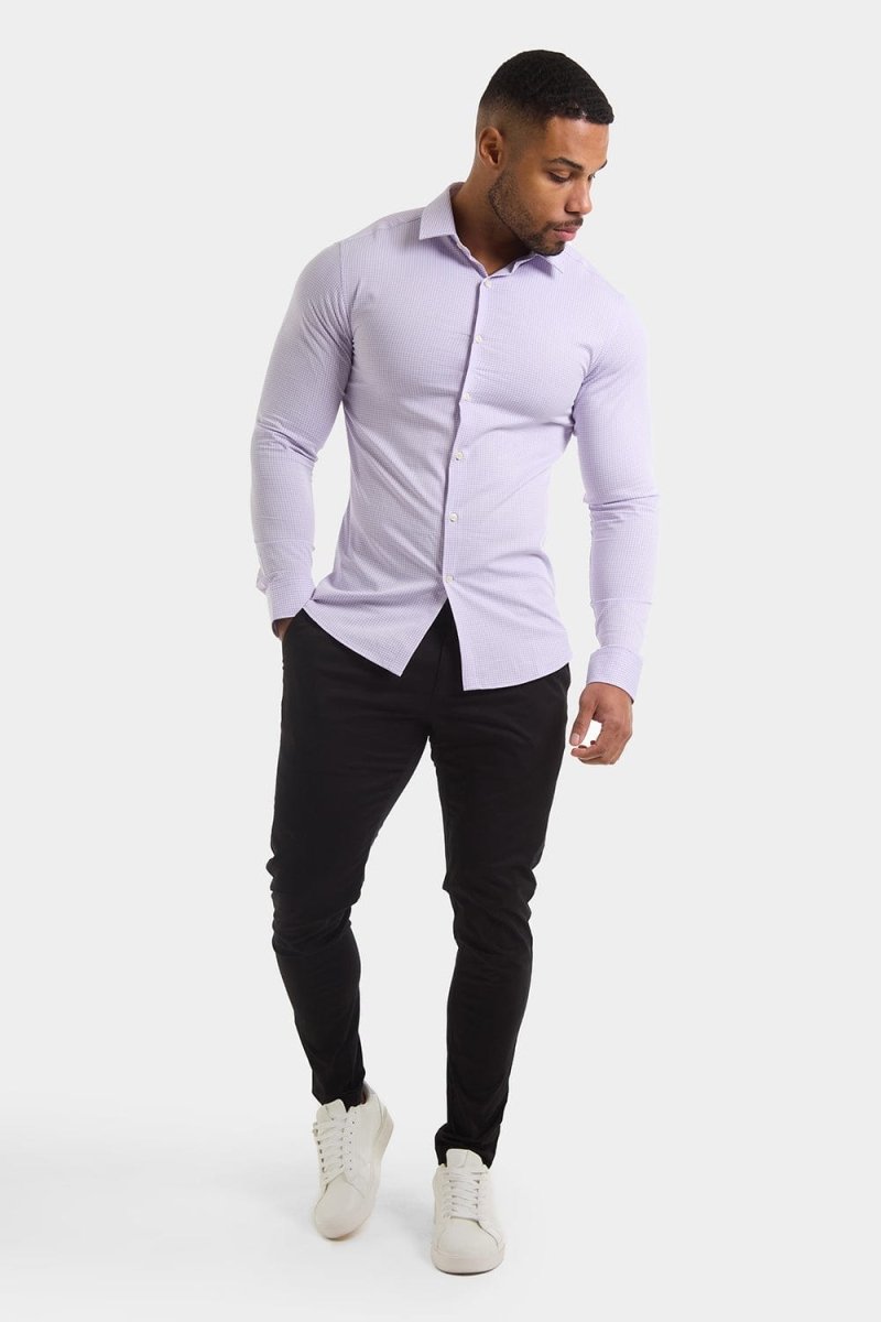 Bamboo Micro-Check Shirt in Lilac Check - TAILORED ATHLETE - ROW