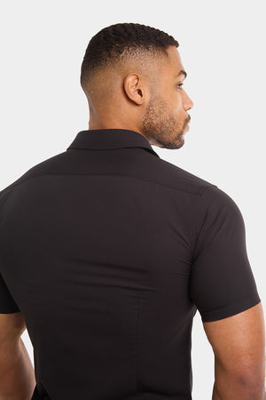 Muscle Fit Short Sleeve Bamboo Shirt in Black - TAILORED ATHLETE - ROW