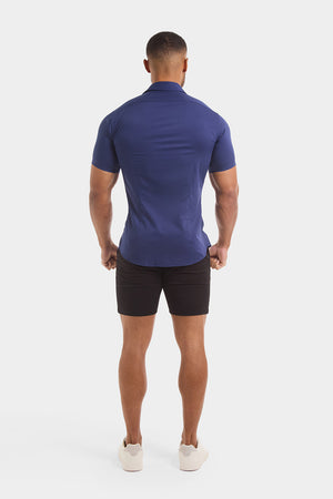Muscle Fit Short Sleeve Bamboo Shirt in Navy - TAILORED ATHLETE - ROW