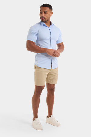 Muscle Fit Short Sleeve Bamboo Shirt in Light Blue - TAILORED ATHLETE - ROW