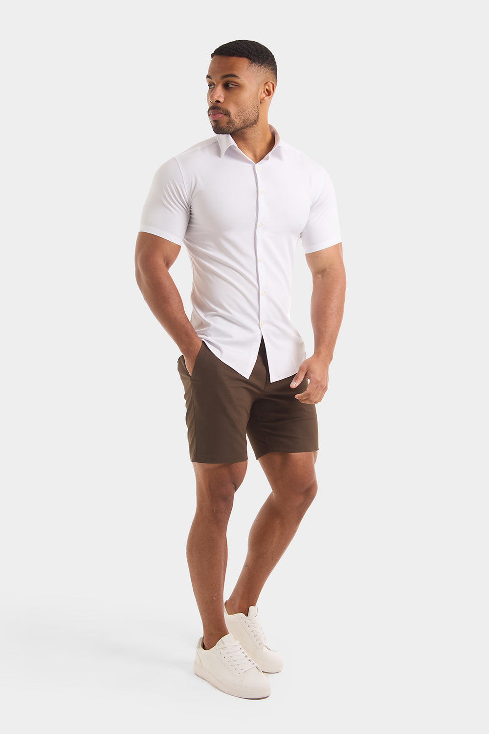 Muscle Fit Chino Shorts in Khaki - TAILORED ATHLETE - ROW