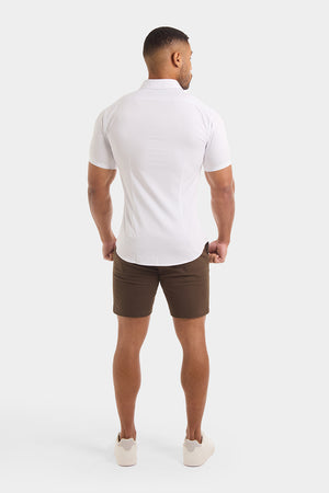 Muscle Fit Short Sleeve Bamboo Shirt in White - TAILORED ATHLETE - ROW