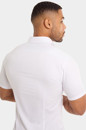 Muscle Fit Short Sleeve Bamboo Shirt in White - TAILORED ATHLETE - ROW