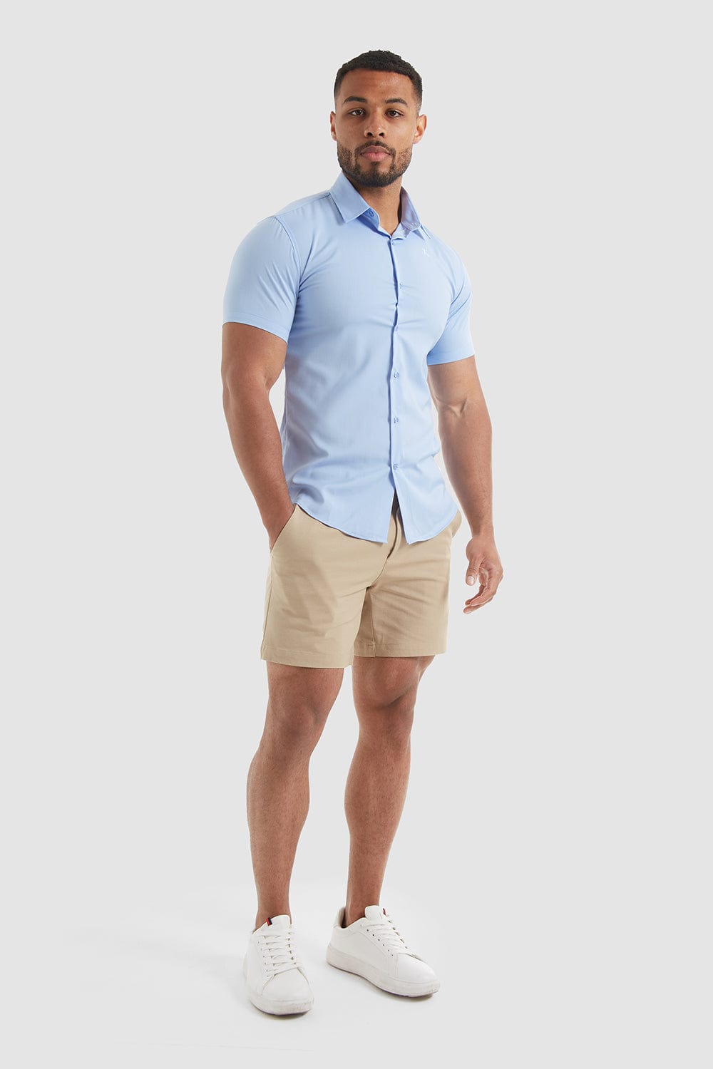 Muscle Fit Bamboo Shirt (SS) in Light Blue - TAILORED ATHLETE - ROW