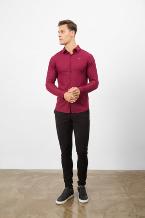 Bamboo Shirt in Claret - TAILORED ATHLETE - ROW