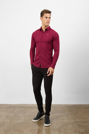 Bamboo Shirt in Claret - TAILORED ATHLETE - ROW