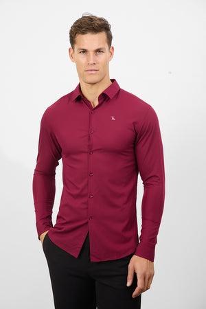 Bamboo Shirt in Claret - TAILORED ATHLETE - ROW