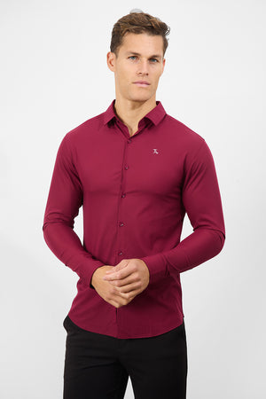 Bamboo Shirt in Claret - TAILORED ATHLETE - ROW