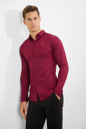 Bamboo Shirt in Claret - TAILORED ATHLETE - ROW