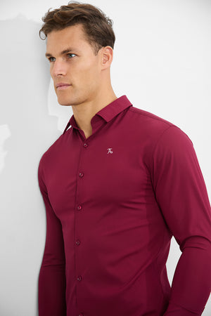 Bamboo Shirt in Claret - TAILORED ATHLETE - ROW