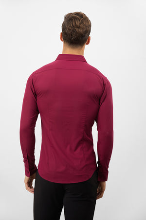 Bamboo Shirt in Claret - TAILORED ATHLETE - ROW