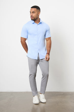 Short Sleeve Bamboo Shirt in Light Blue - TAILORED ATHLETE - ROW