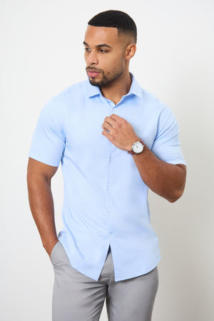 Short Sleeve Bamboo Shirt in Light Blue - TAILORED ATHLETE - ROW