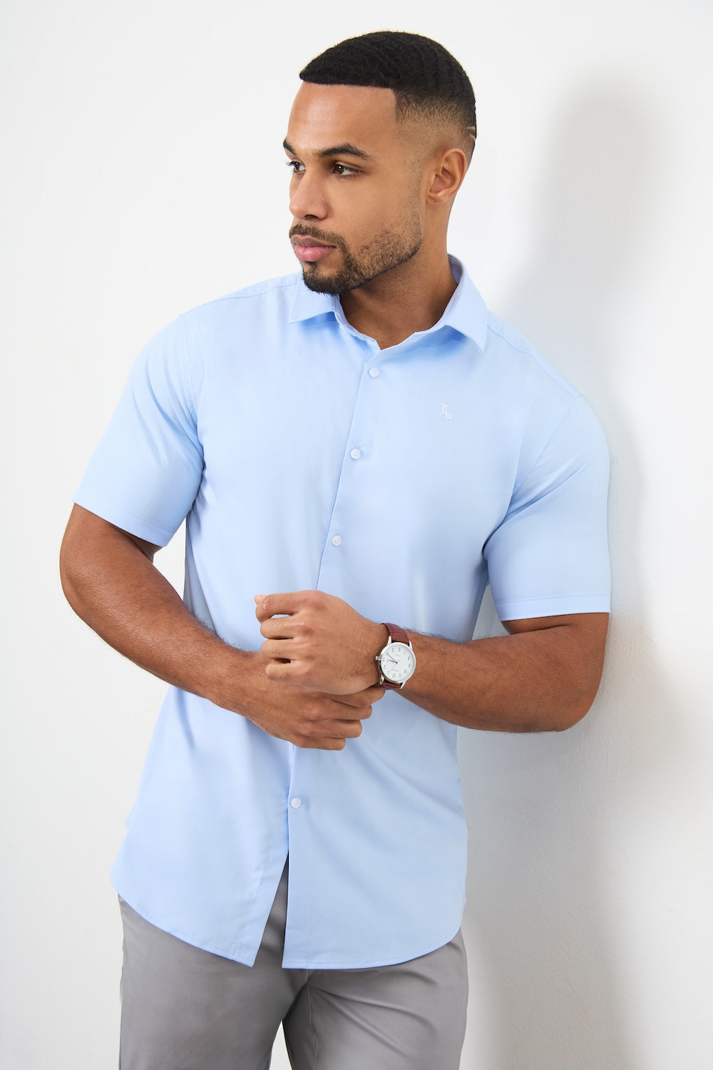 Short Sleeve Bamboo Shirt in Light Blue - TAILORED ATHLETE - ROW